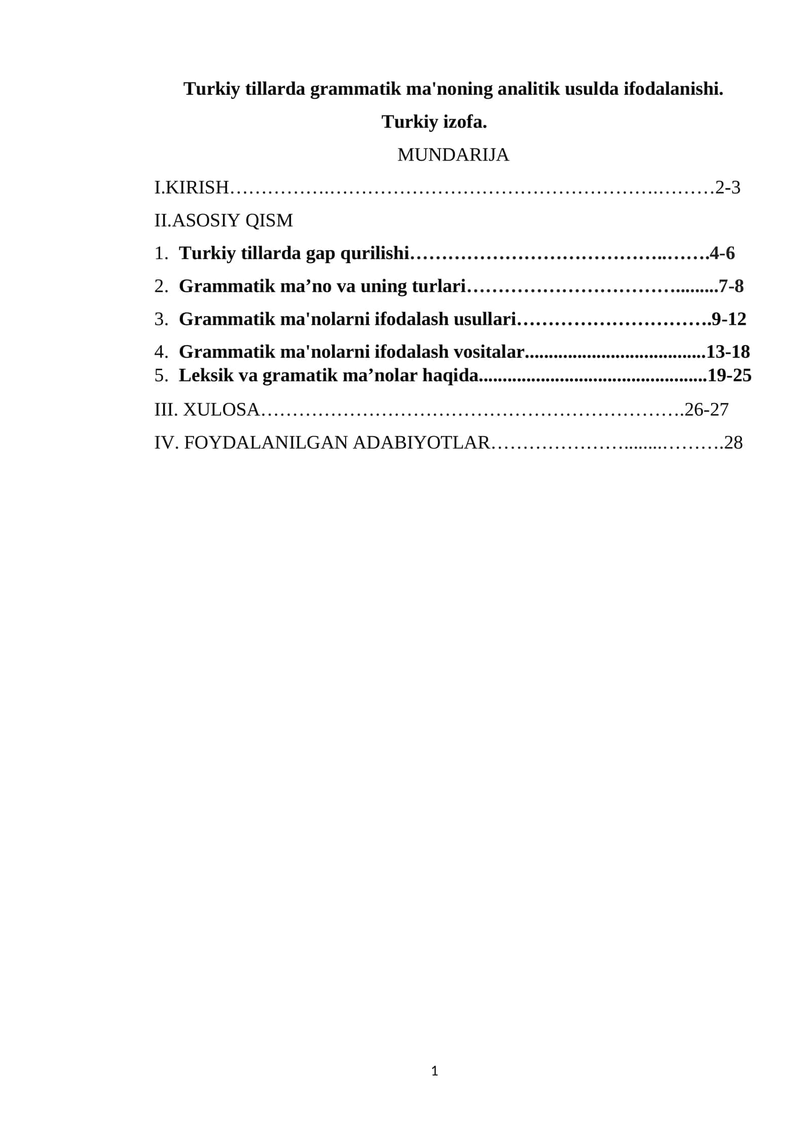 Turkiy tillarda grammatik ma'noning analitik usulda ifodalanishi