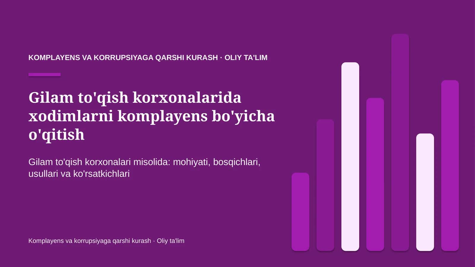 Gilam to'qish korxonalarida xodimlarni komplayens bo'yicha o'qitish