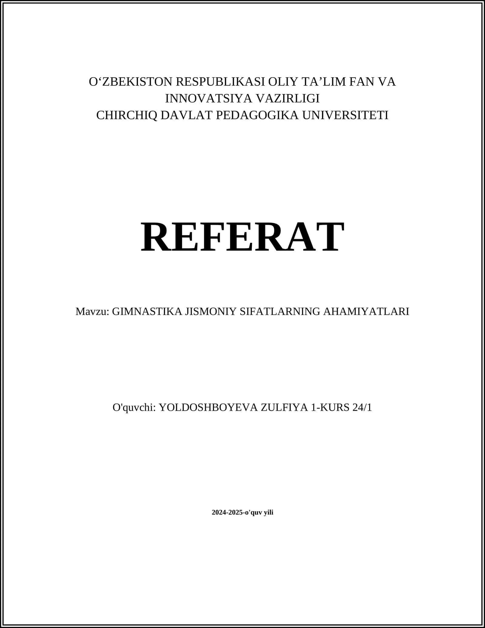 GIMNASTIKA JISMONIY SIFATLARNING AHAMIYATLARI