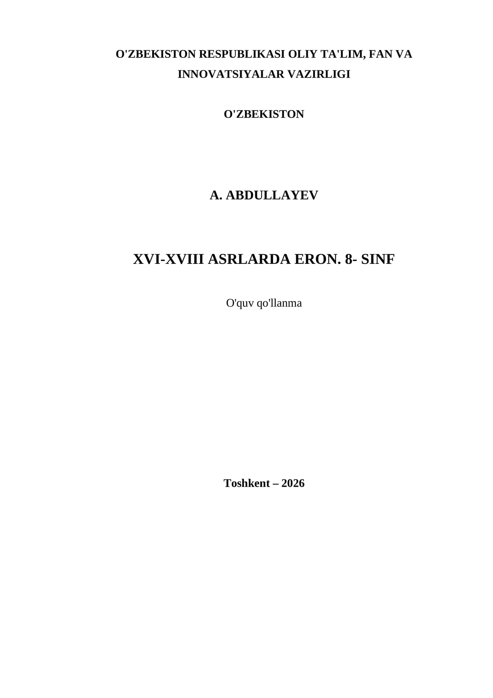 XVI-XVIII ASRLARDA ERON. 8- SINF