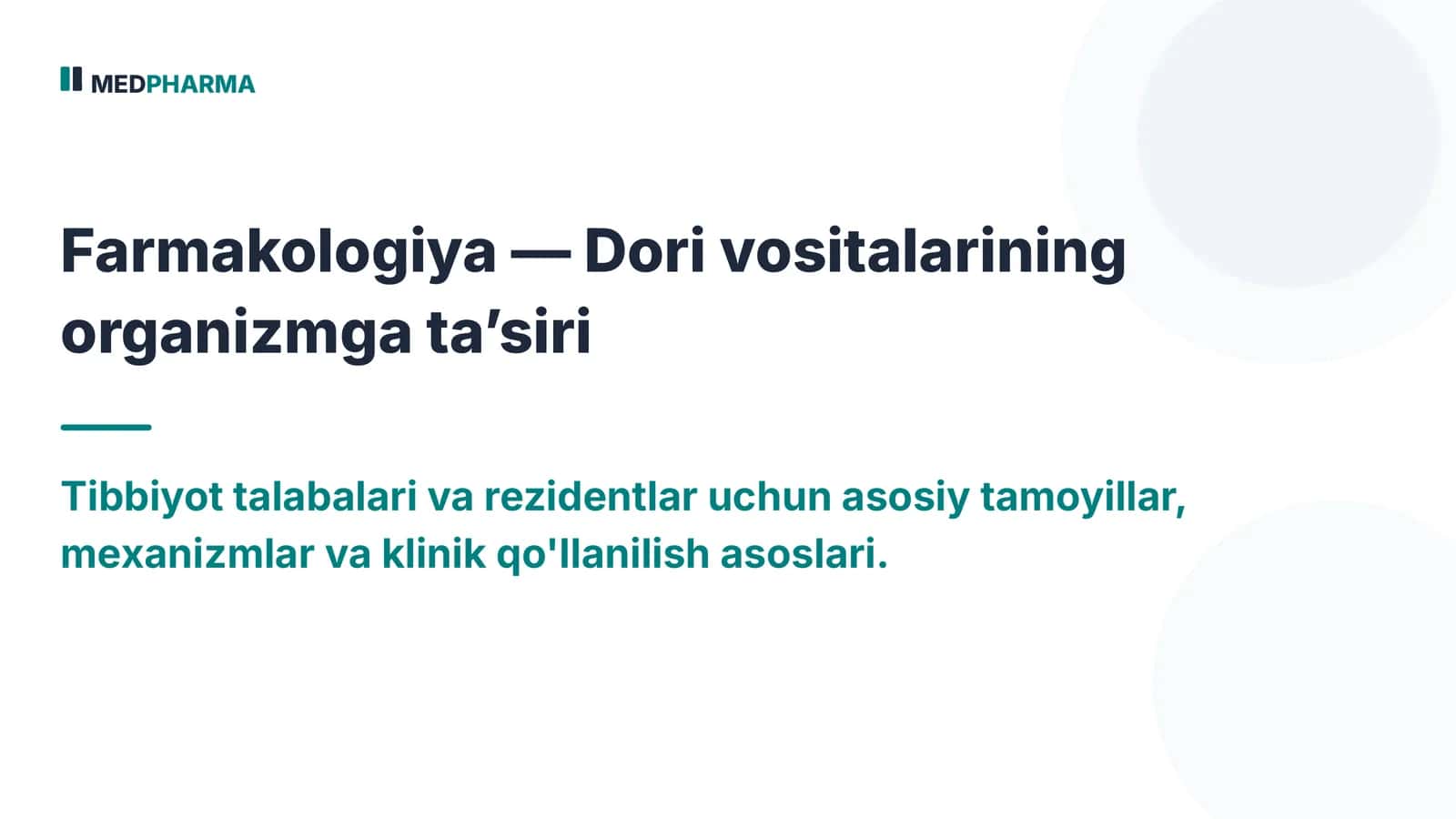 Farmakologiya: Dori vositalarining organizmga ta'siri | 15 slayd