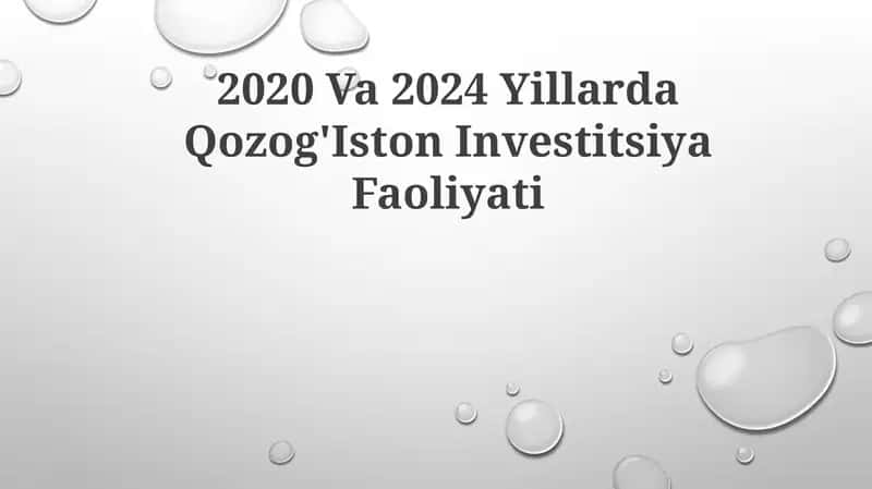 2020 Va 2024 Yillarda Qozog'IstonInvestitsiyaFaoliyati