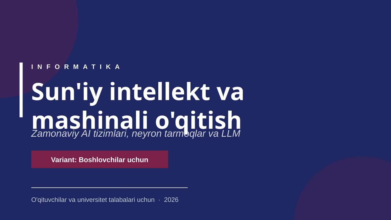 Sun'iy intellekt va mashinali o'qitish