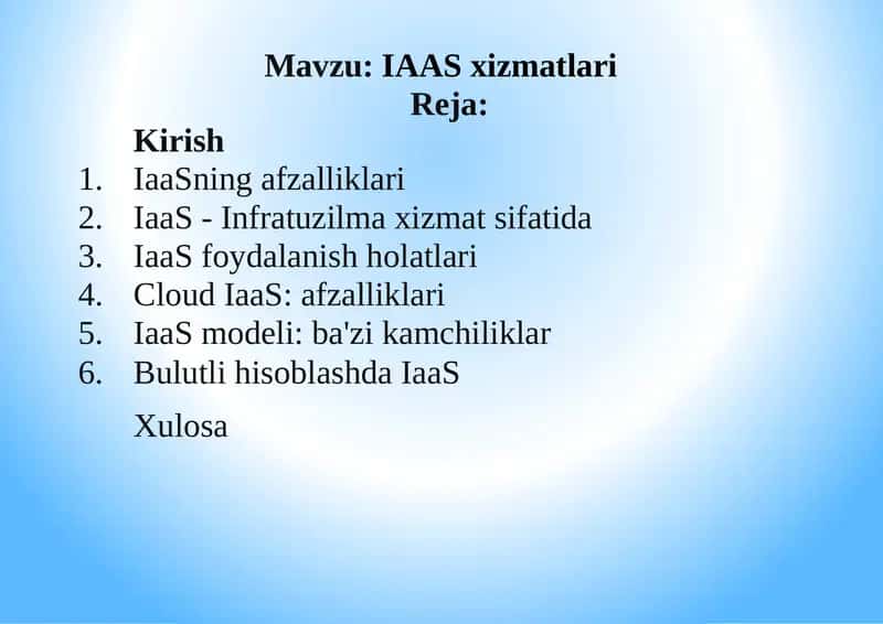 IaaS xizmatlari