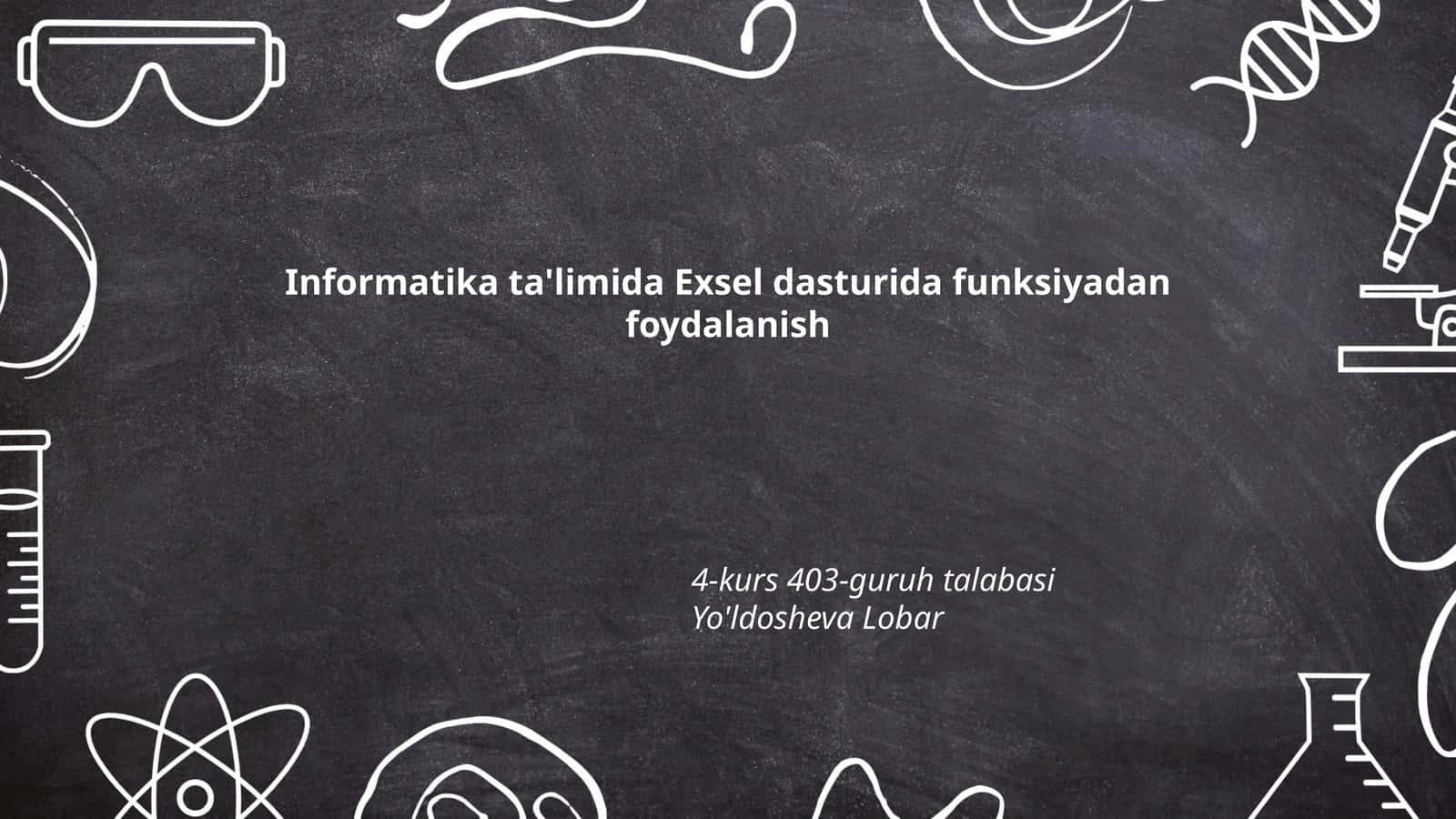 Exsel dasturida funksiyadan foydalanish