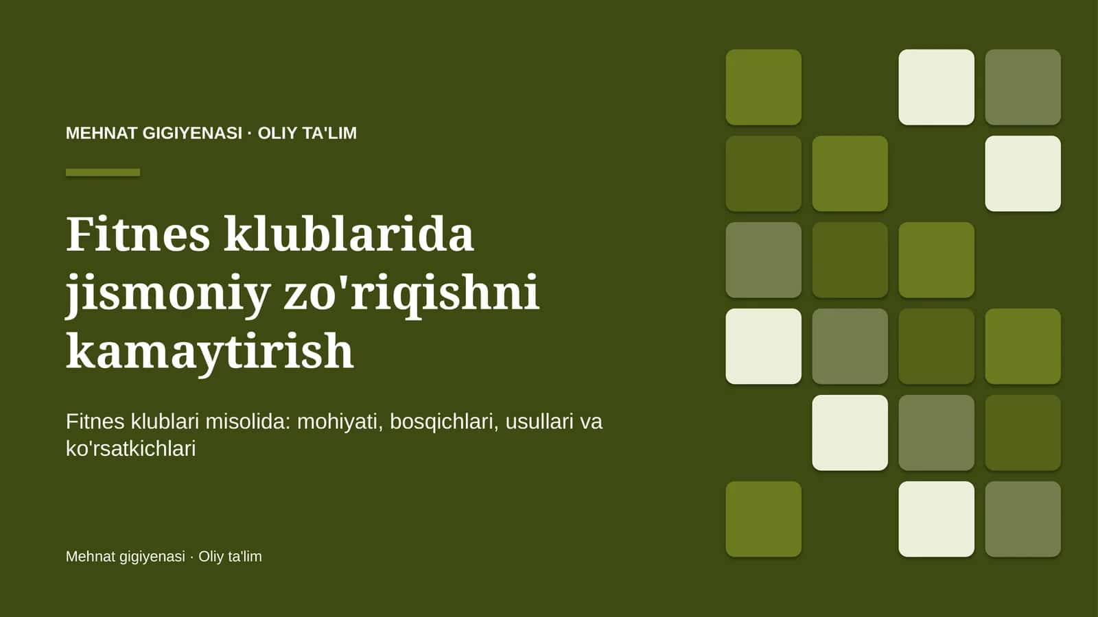 Fitnes klublarida jismoniy zo'riqishni kamaytirish