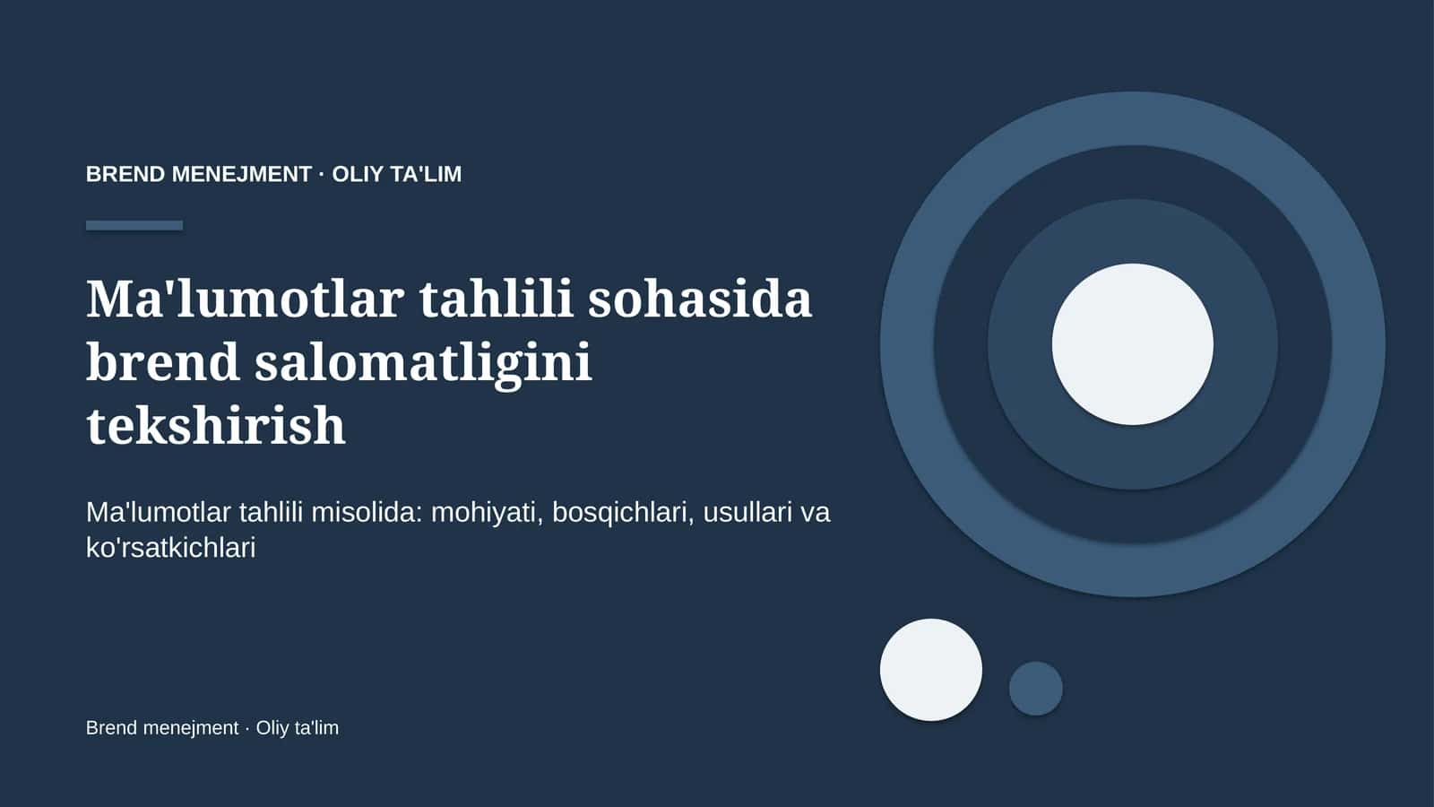 Ma'lumotlar tahlili sohasida brend salomatligini tekshirish