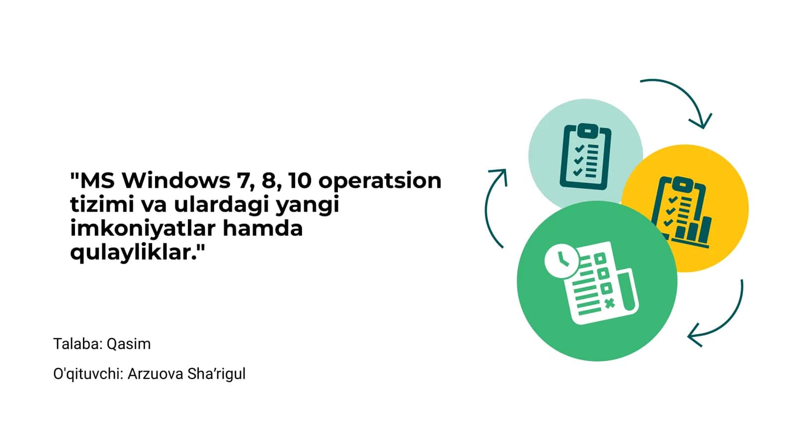 MS Windows 7, 8, 10 operatsion tizimi