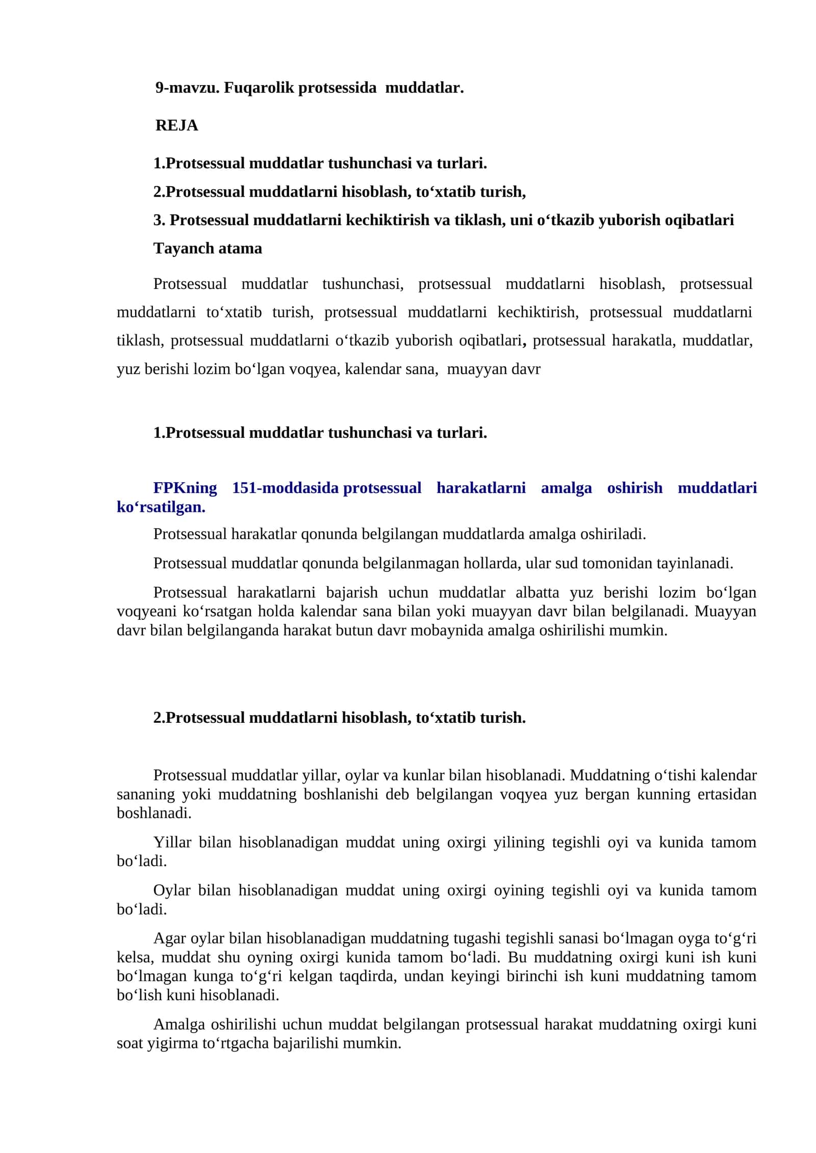 Fuqarolik protsessida muddatlar