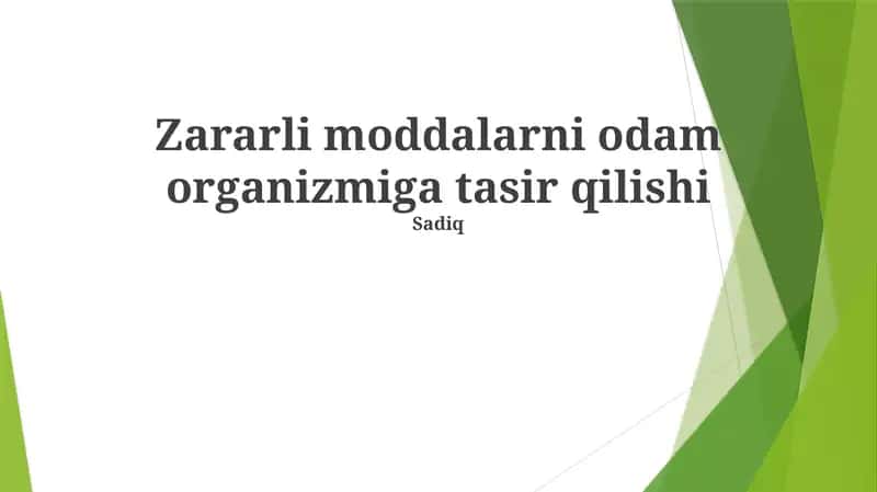 Ogir metallarning zaharlanishi