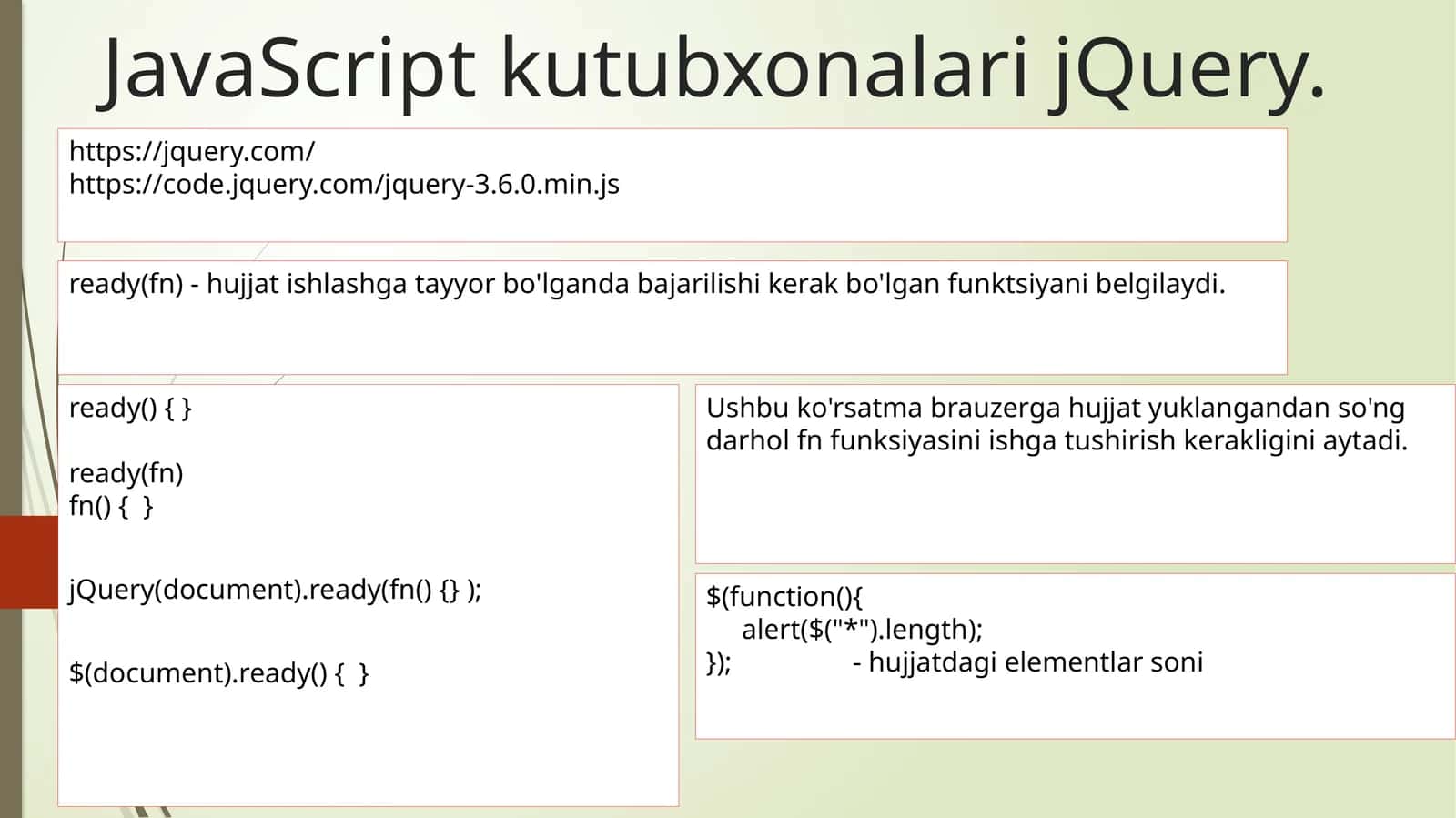JavaScript kutubxonalari jQuery