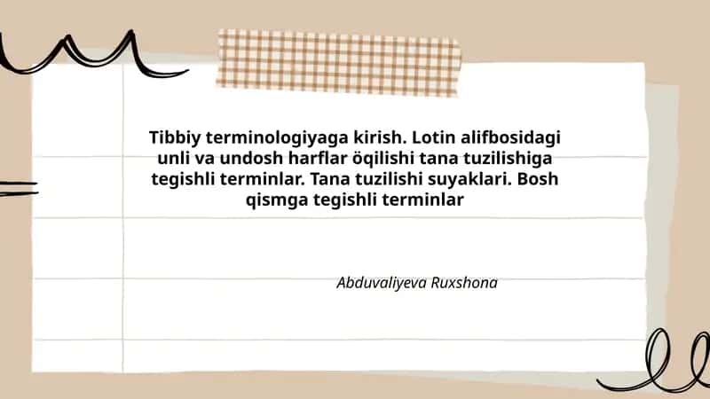 Tibbiy terminologiyaga kirish