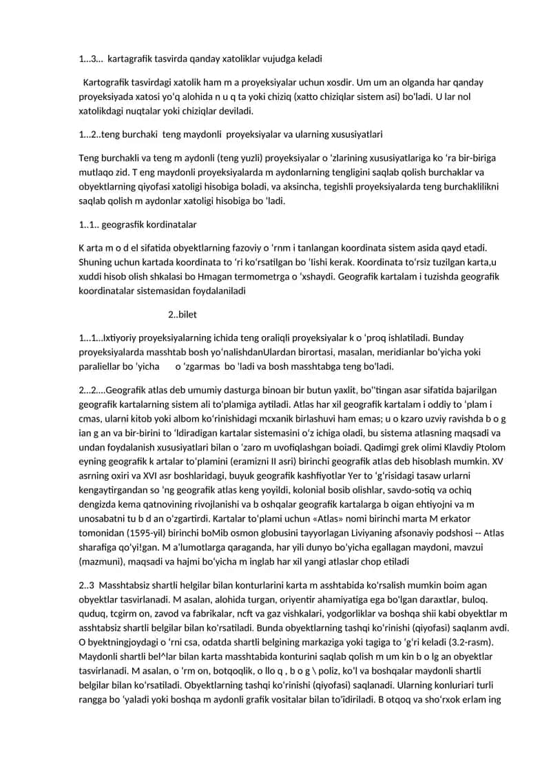 Kartografik tasvirlar, proyeksiyalar va geografik koordinatalar