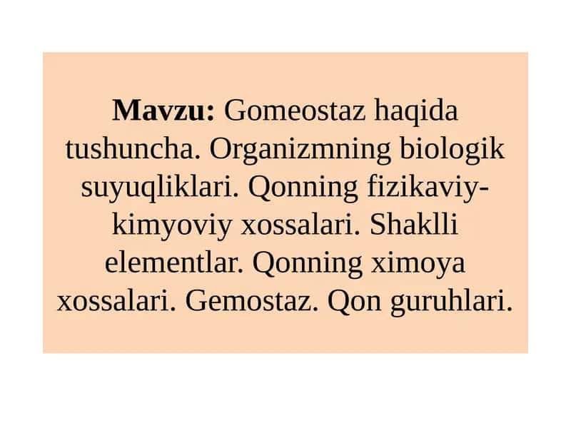 Gomeostazhaqida tushuncha