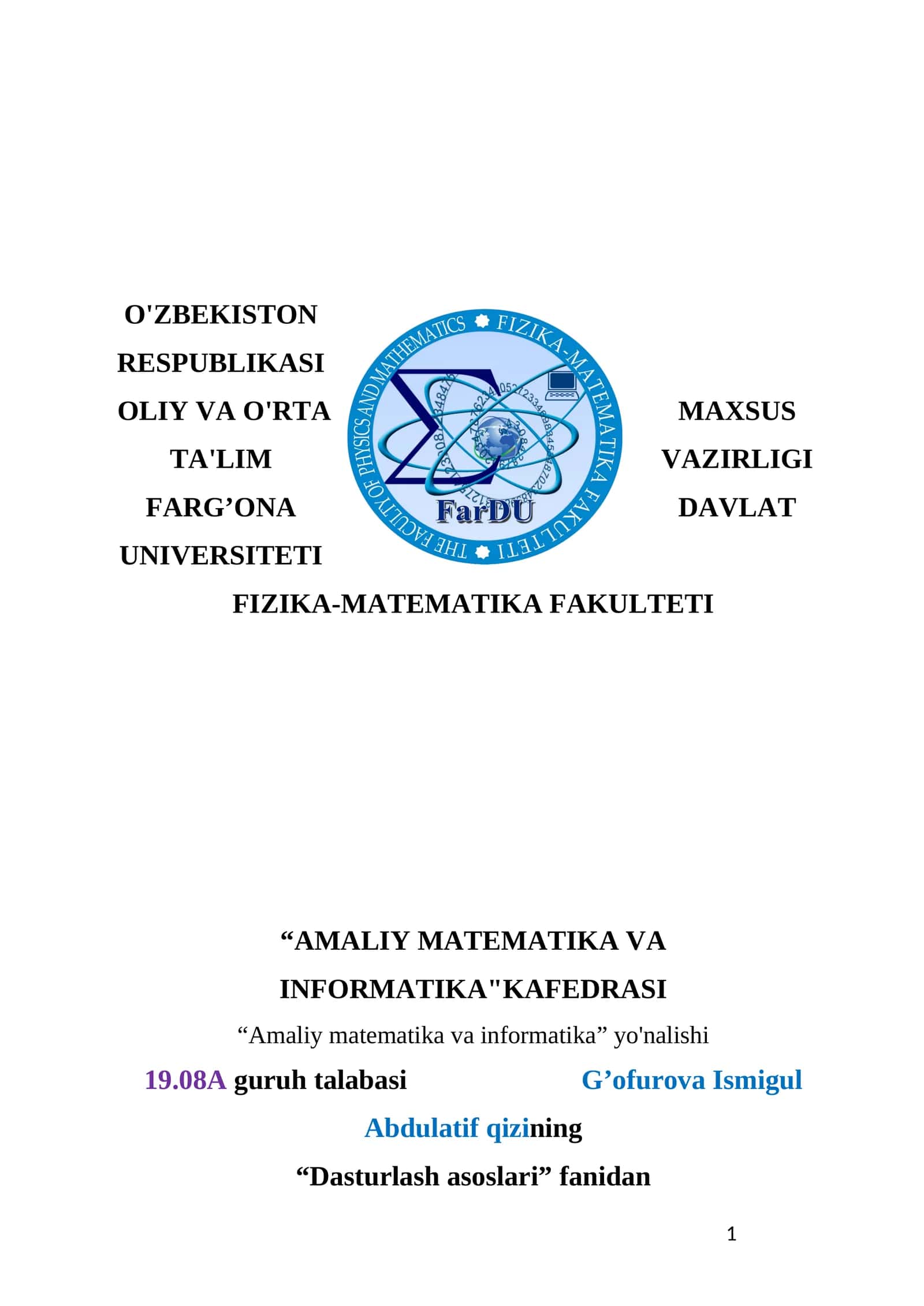 “ C# dasturlash tilining FileInfo va File sinflari, hamda ular bilan ishlash” mavzusidagi KURS ISHI