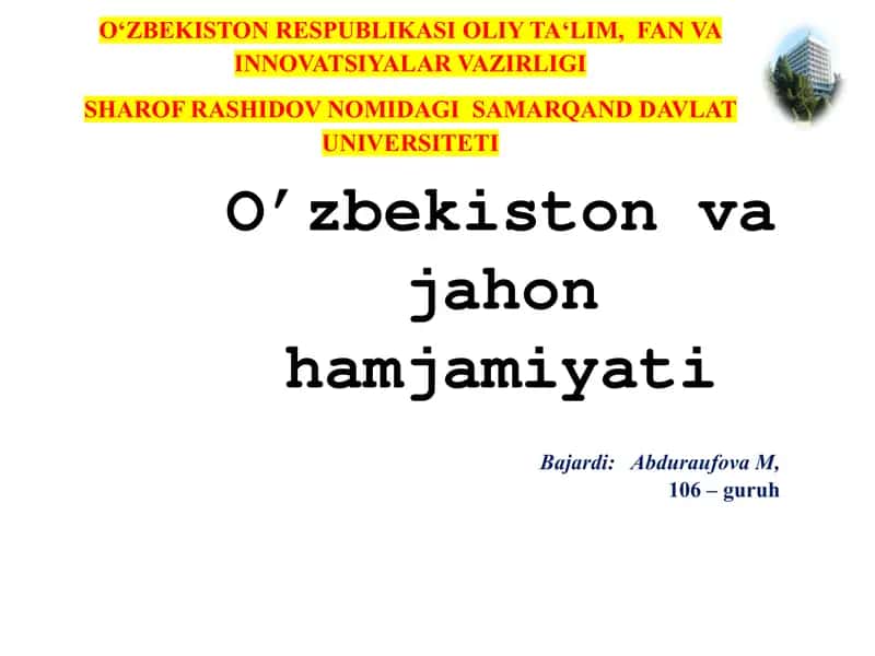 Xalqimiz mustaqillik deb atalmish ezgu va muqaddas orzuning ruyobga chiqishi uchun asrlar mobaynida intilib, kurashib keldi.
