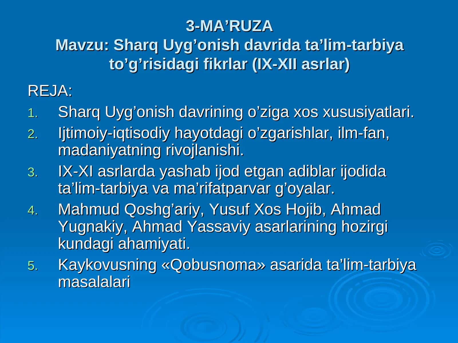 Sharq Uyg'onish davrida ta'lim-tarbiya fikrlari (IX-XII asrlar)