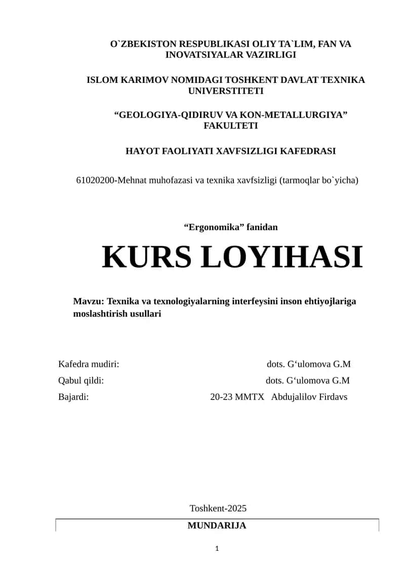 Texnika va texnologiyalarning interfeysini inson ehtiyojlariga moslashtirish usullari