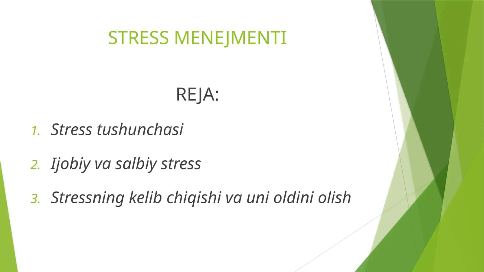 STRESS MENEJMENTI
