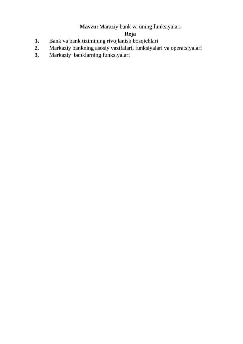 Maraziy bank va uning funksiyalari