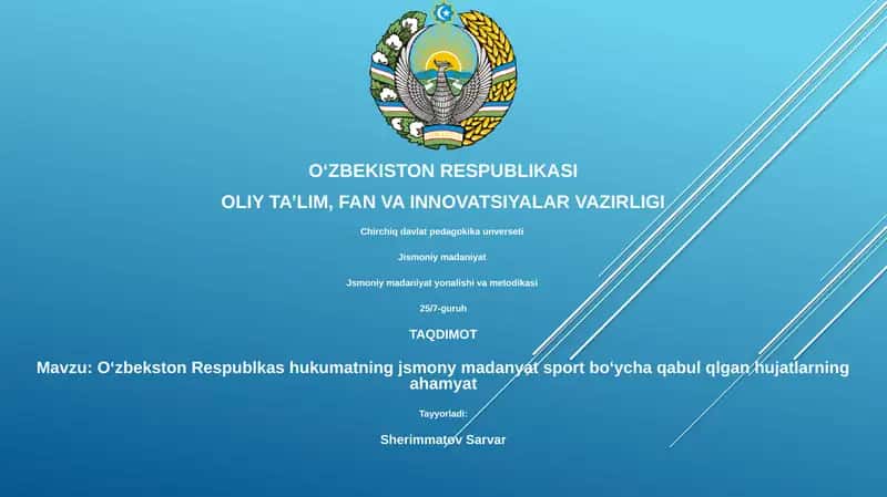 Jismoniy madaniyat yonalishi va metodikasi