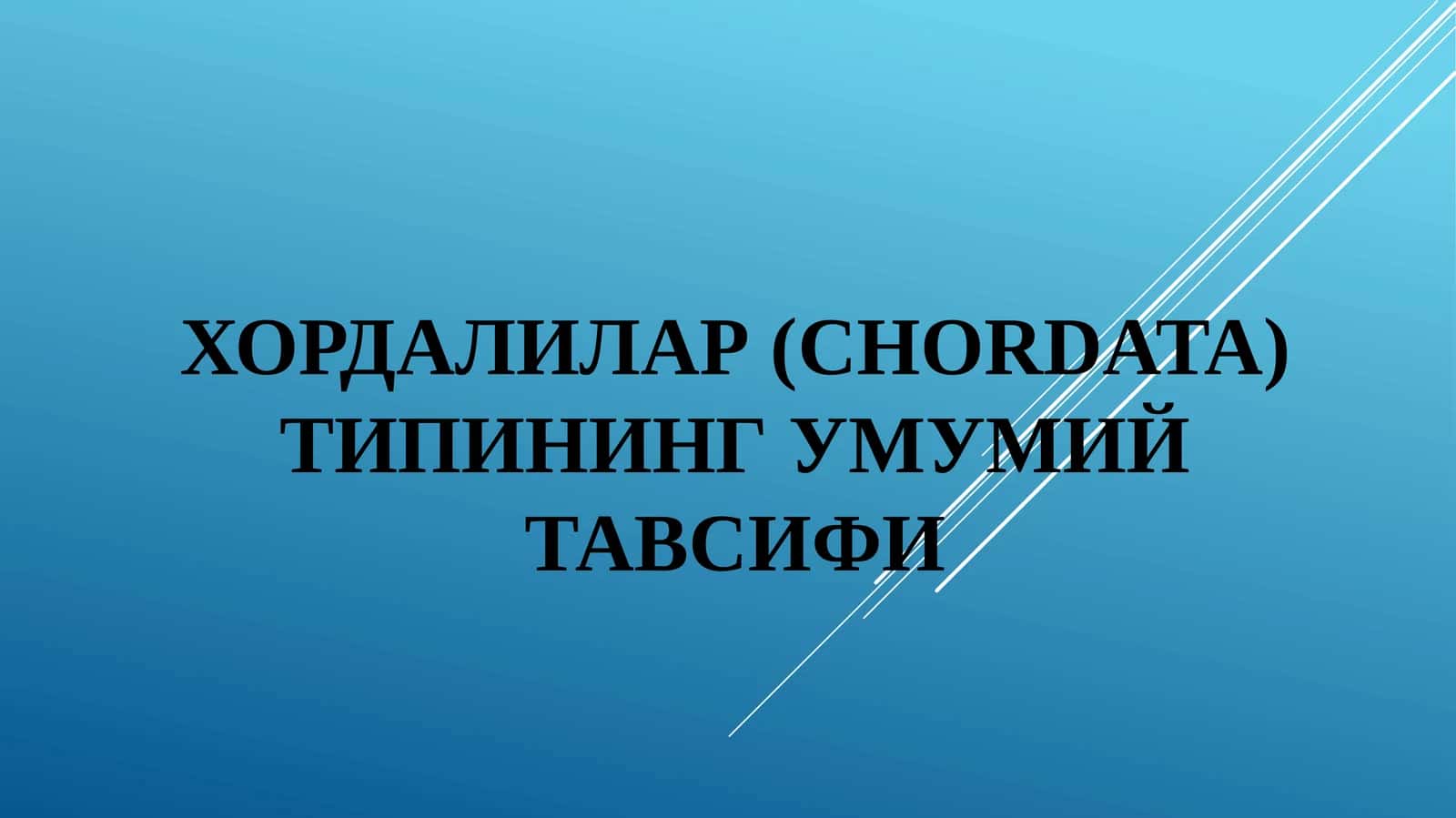 Хордалилар (CHORDATA) типининг умумий тавсифи