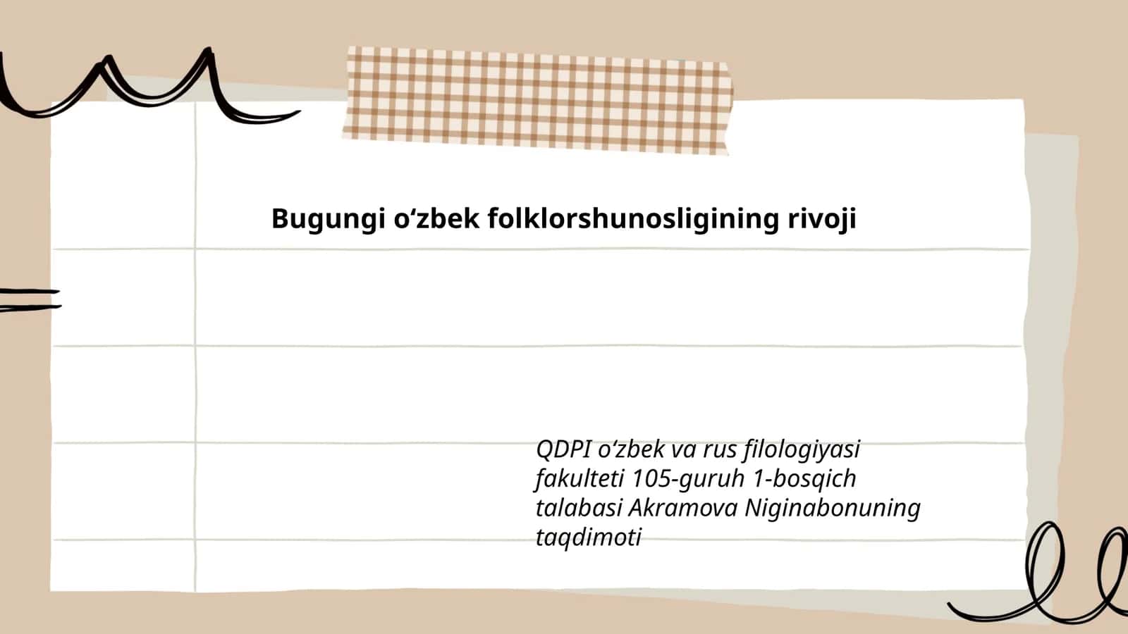 Bugungi oʻzbek folklorshunosligining rivoji