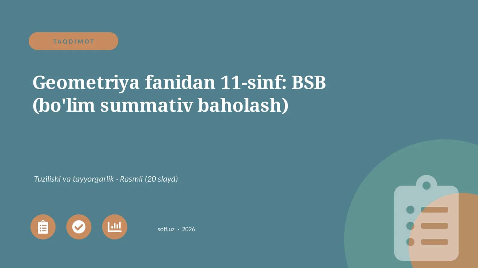 Geometriya fanidan 11-sinf: BSB (bo'lim summativ baholash)
