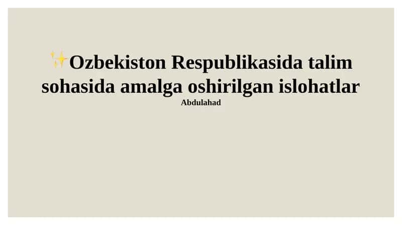 Ta'lim Islohotlari
