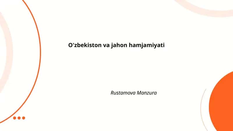 O'zbekiston va jahon hamjamiyati