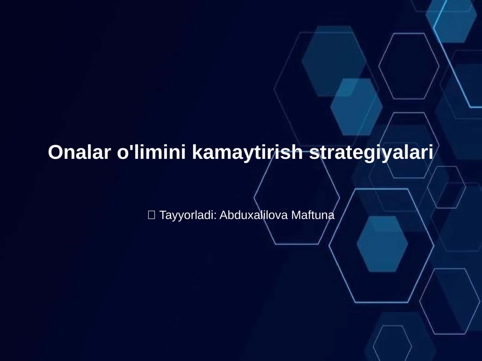 Onalar o'limini kamaytirish strategiyalari
