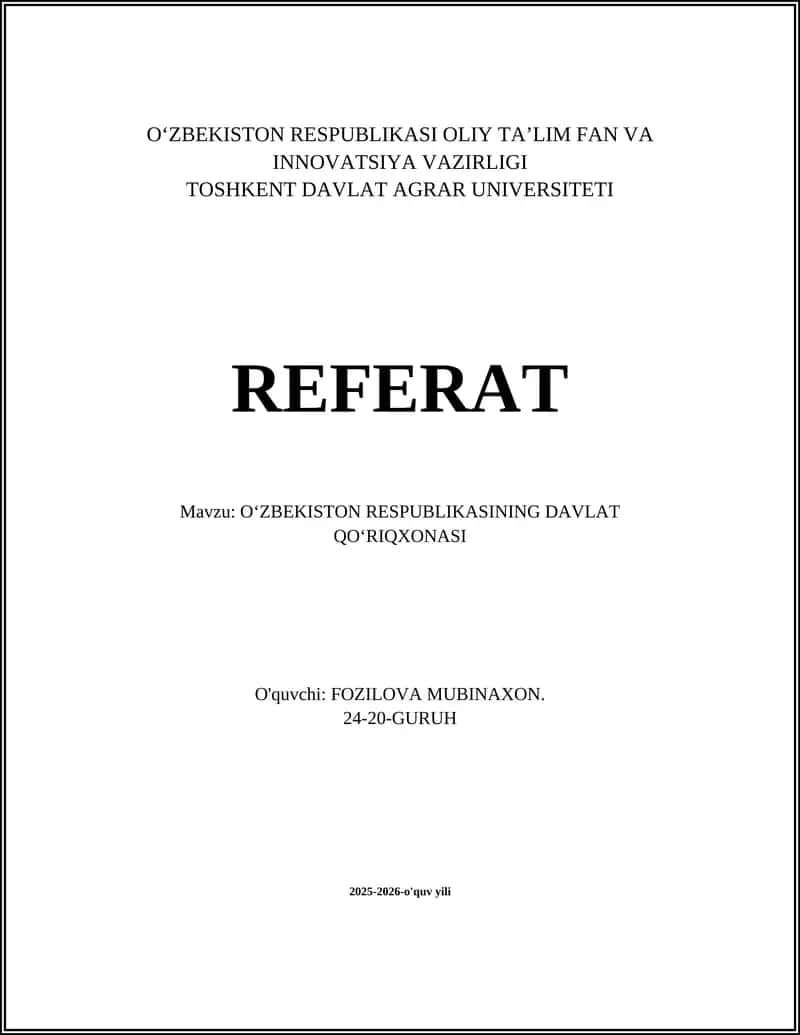 Oʻzbekiston Respublikasining Davlat Qoʻriqxonasi