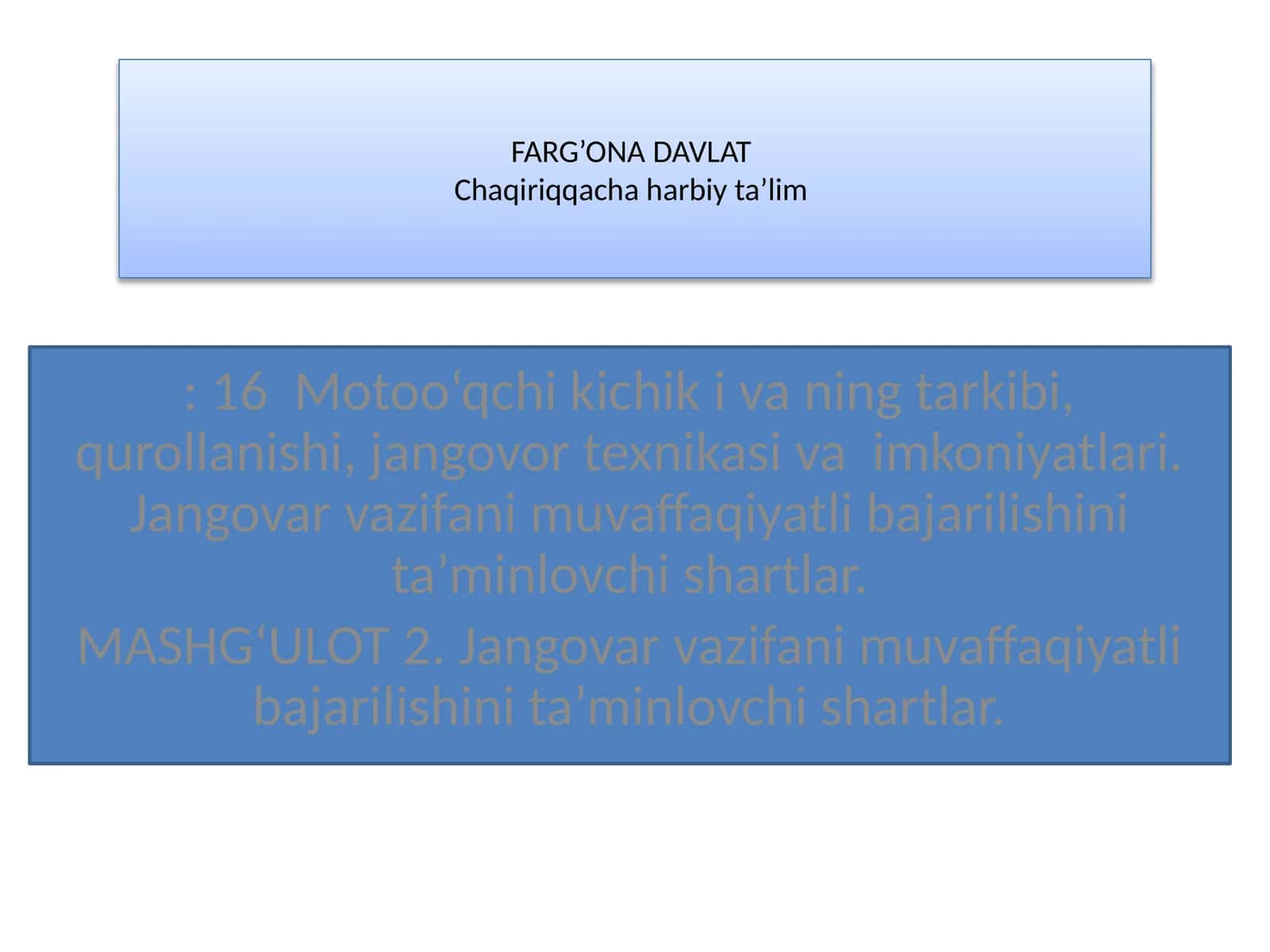 Motoo‘qchi kichik i va ning tarkibi, qurollanishi, jangovor texnikasi va imkoniyatlari