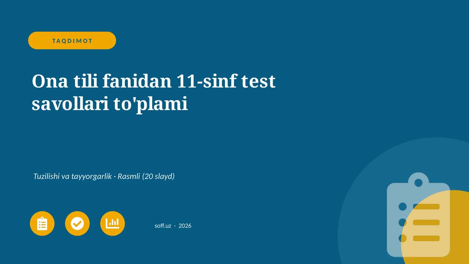 Ona tili fanidan 11-sinf test savollari to'plami