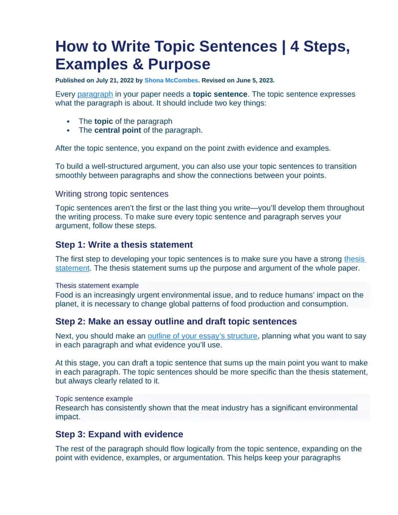 How to Write Topic Sentences