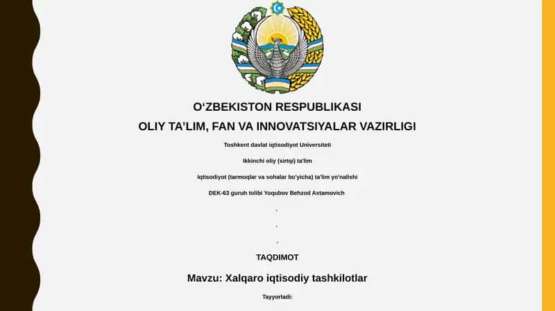 Xalqaro iqtisodiy tashkilotlar