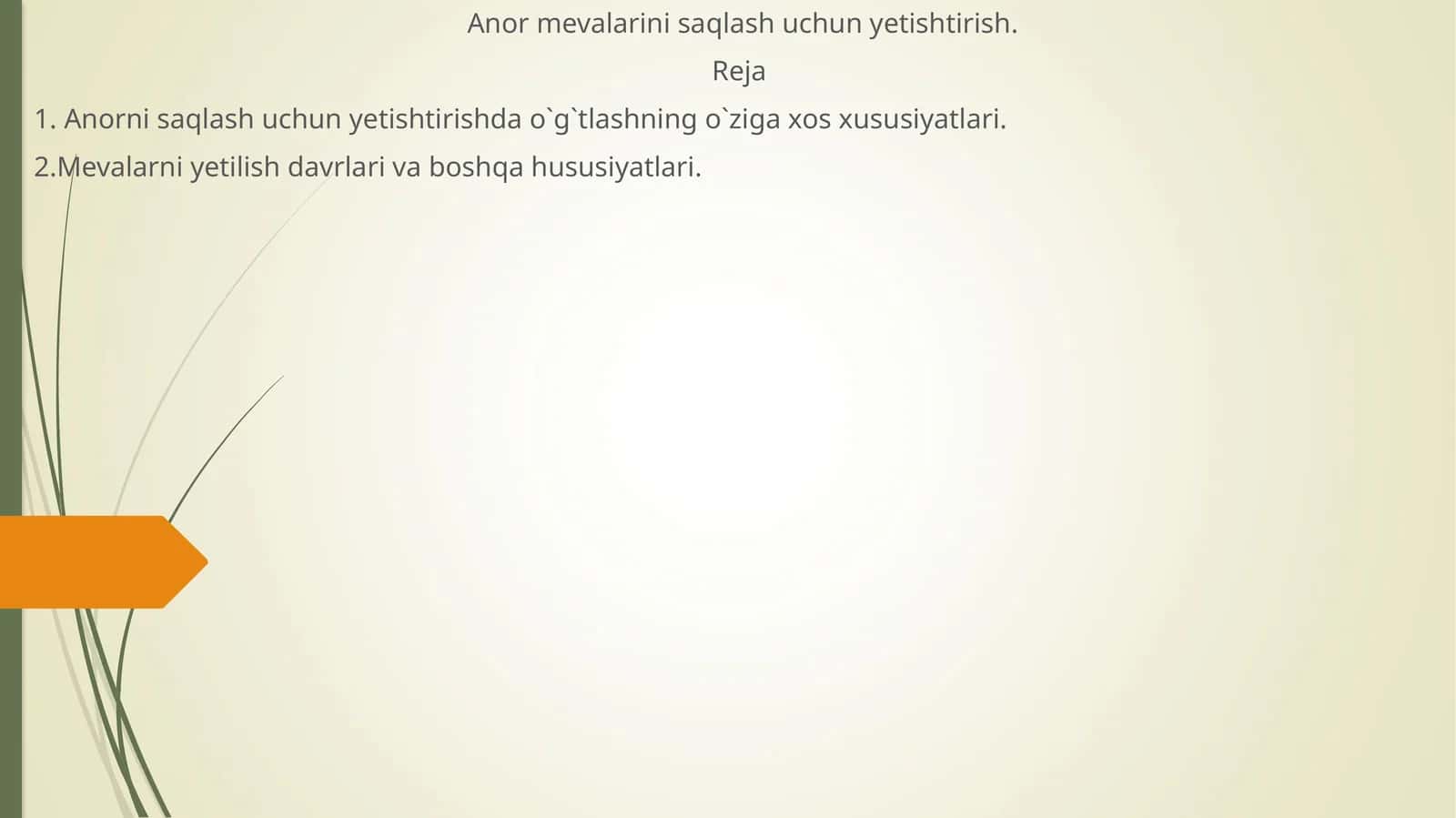 Anor mevalarini saqlash uchun yetishtirish