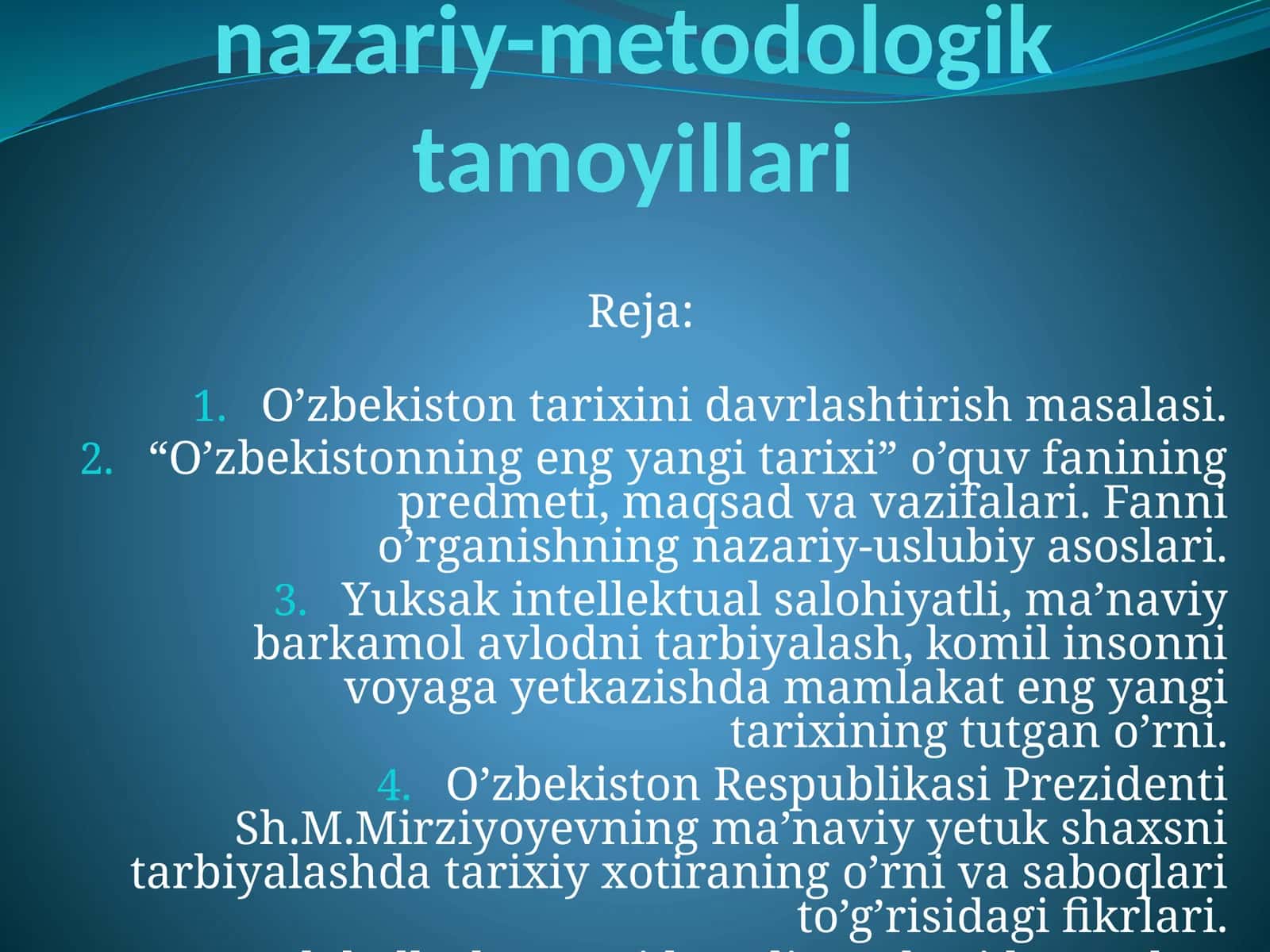O’zbekistonning eng yangi tarixi
