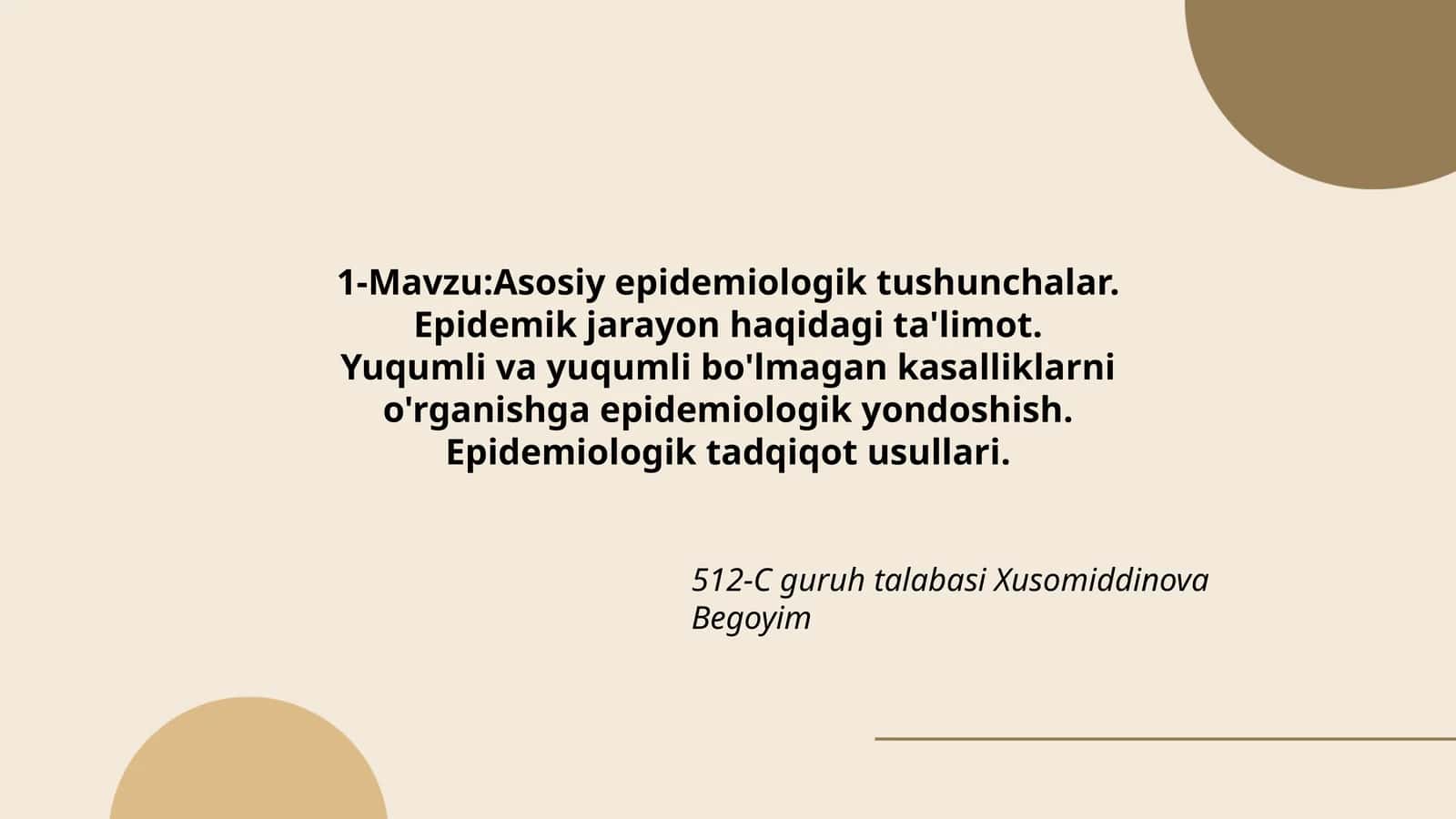 Asosiy epidemiologik tushunchalar