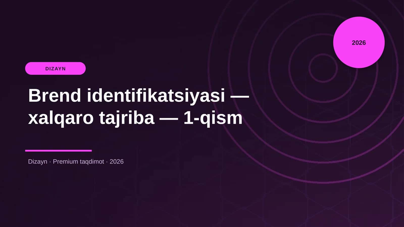 Brend identifikatsiyasi — xalqaro tajriba — 1-qism