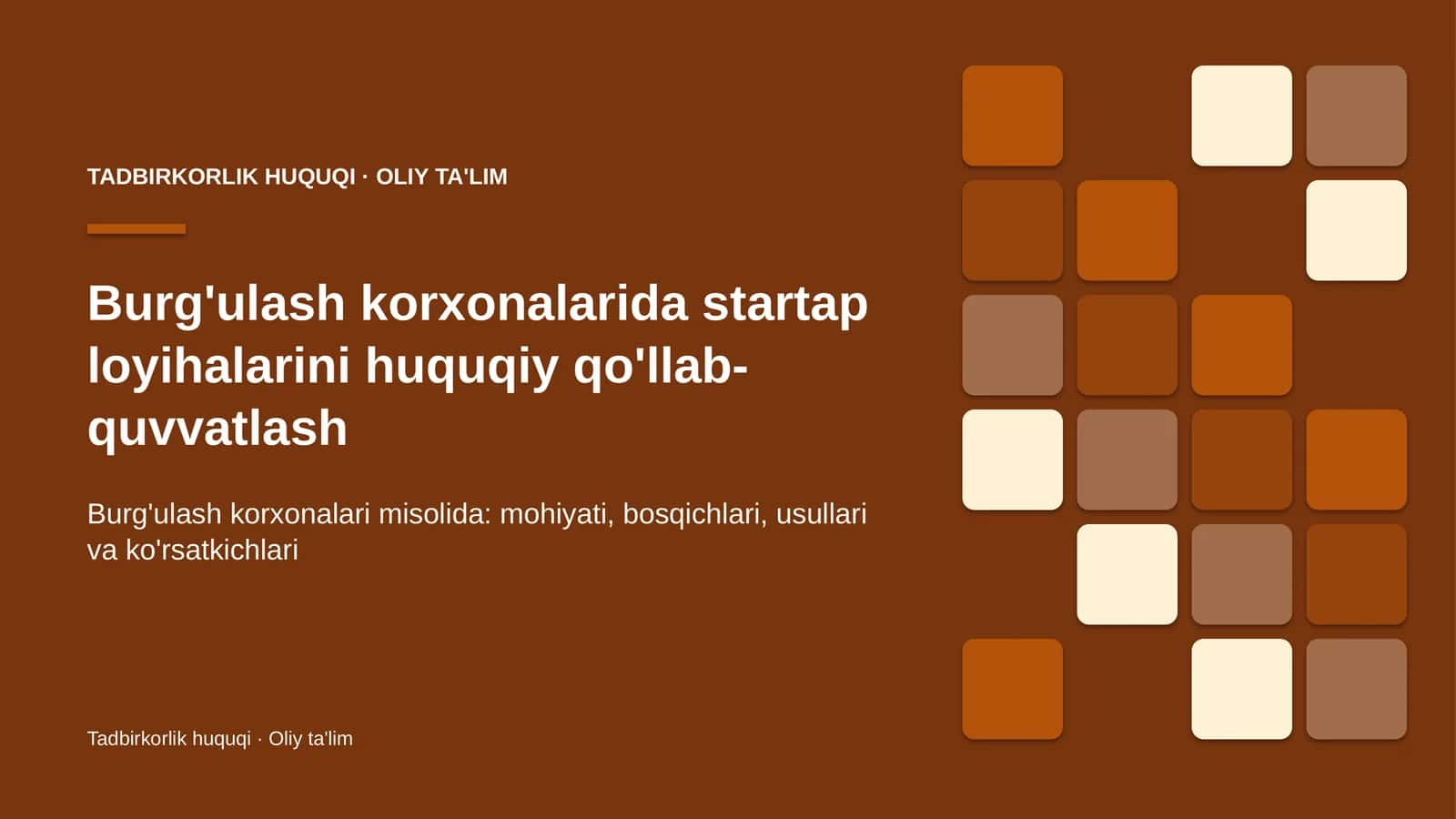 Tadbirkorlik huquqi · Oliy ta'lim