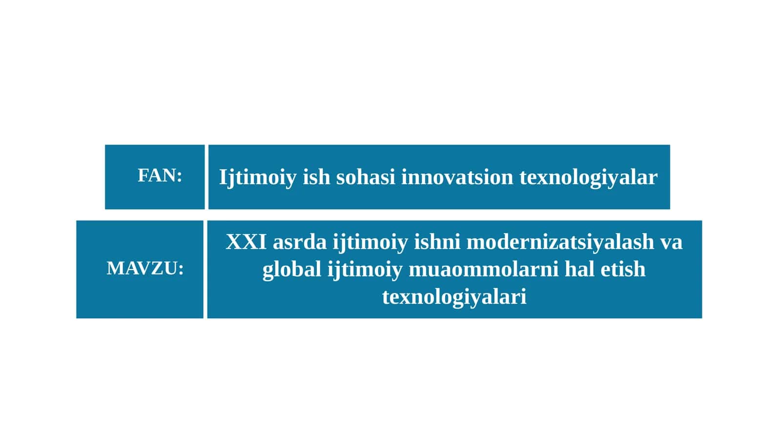 XXI asrda ijtimoiy ishni modernizatsiyalash va global ijtimoiy muaommolarni hal etish texnologiyalar