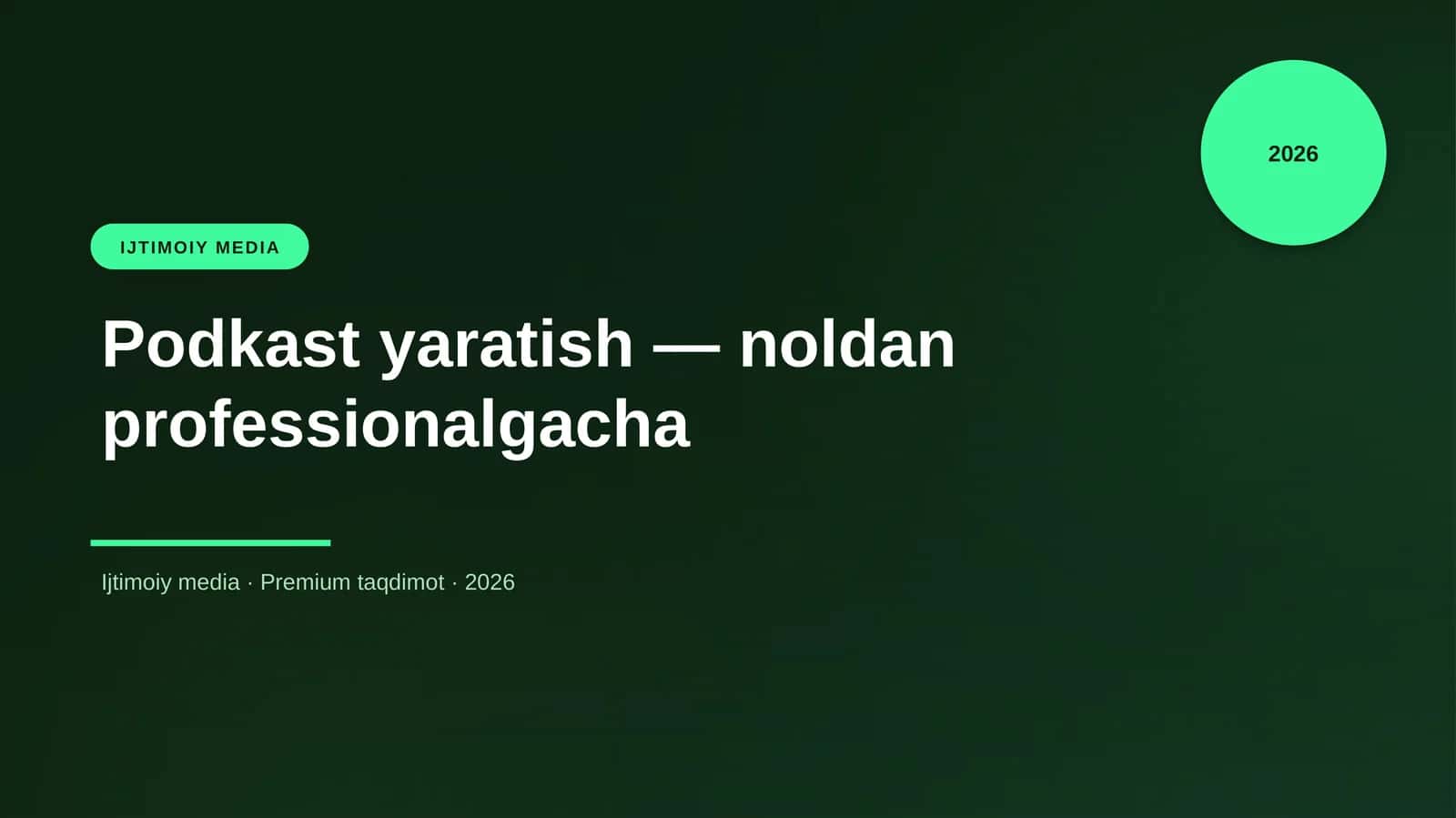 Podkast yaratish — noldan professionalgacha