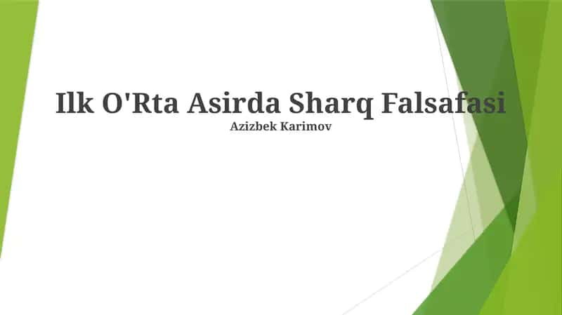 Ilk O'Rta Asirda Sharq Falsafasi