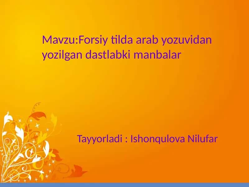 Arab yozuvidagi dastlabki manbalar