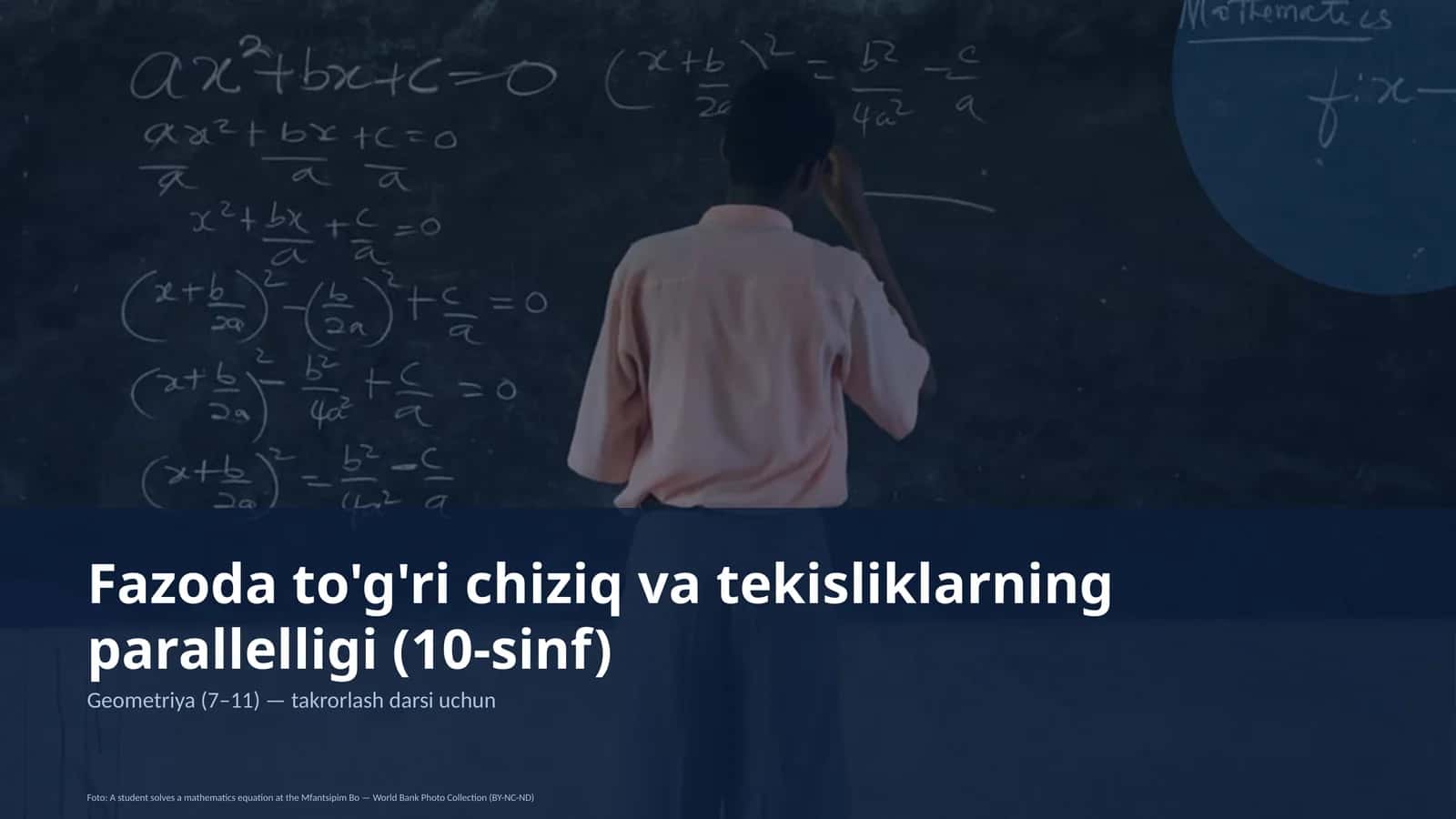 Fazoda to'g'ri chiziq va tekisliklarning parallelligi (10-sinf)