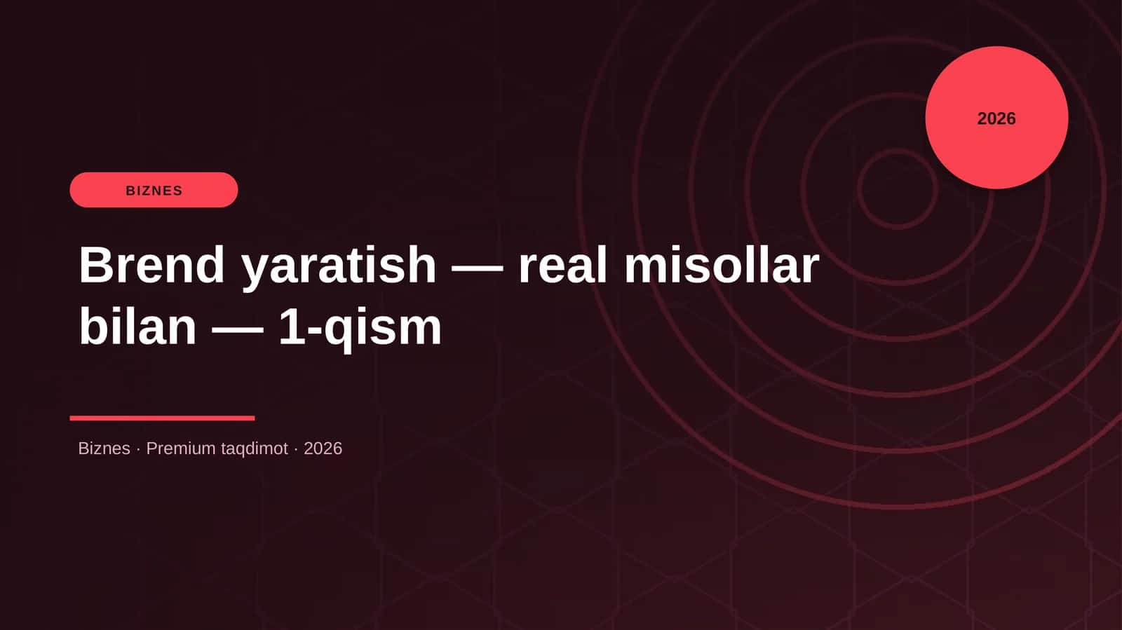 Brend yaratish — real misollar bilan — 1-qism