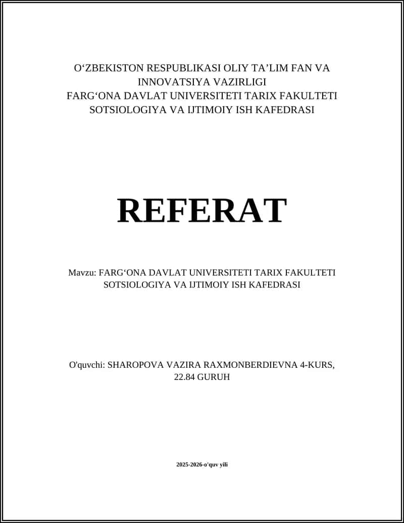 Kafedraning o‘quv dasturlari va mutaxassisliklari