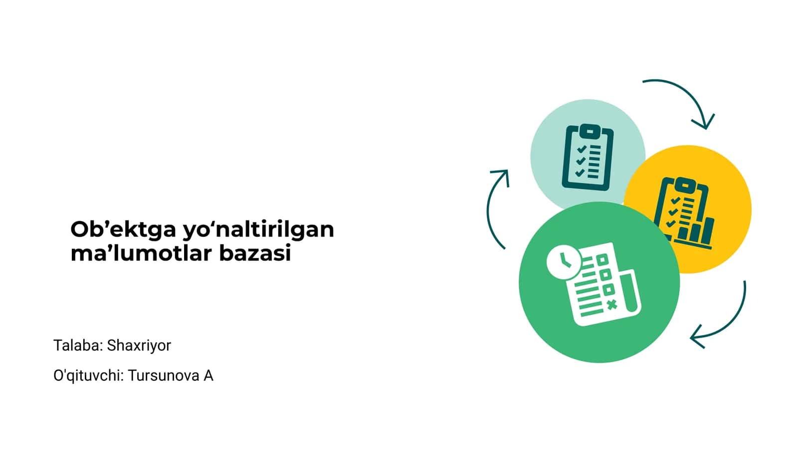 Ob’ektga yo‘naltirilgan ma’lumotlar bazasi