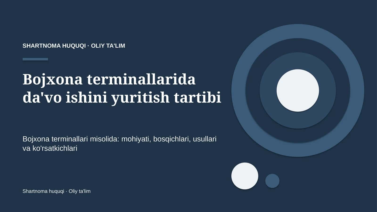 Bojxona terminallarida da'vo ishini yuritish tartibi